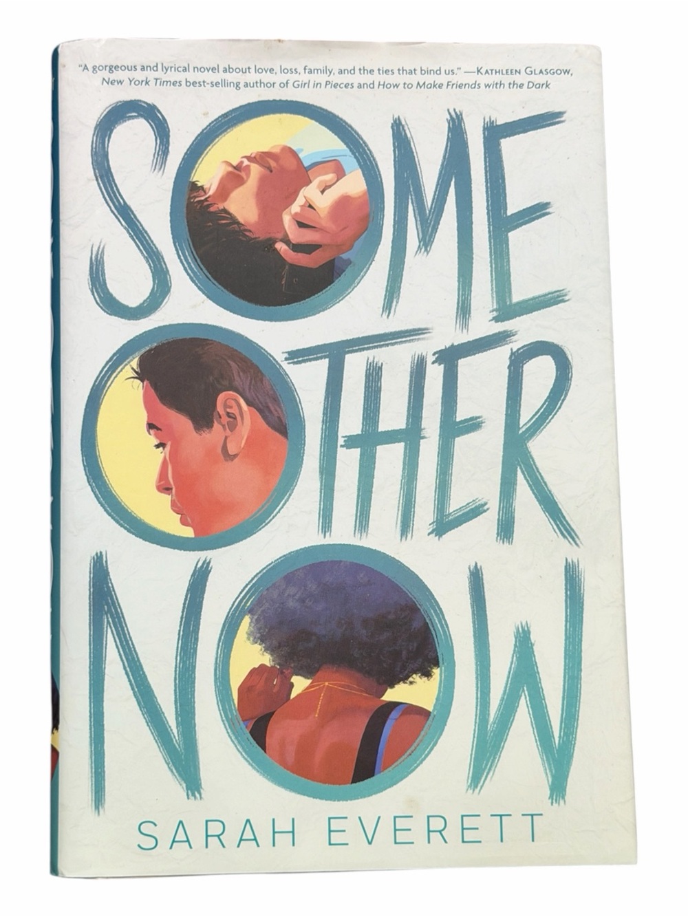 Some Other Now by Sarah Everett — White & Teal Hardcover Novel